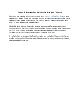 Sweet & Snackable – Jack in the Box Mini Churros