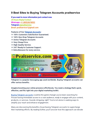 9 Best Sites to Buying Telegram Accounts pvaitservice