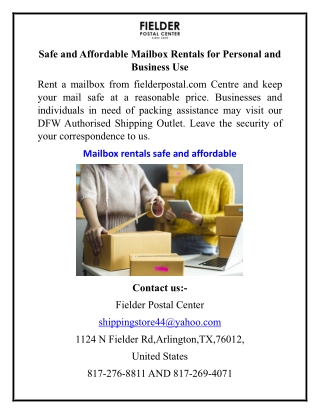 Safe and Affordable Mailbox Rentals for Personal and Business Use