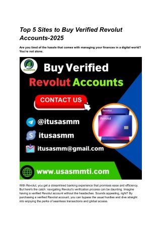 Top 5 Sites to Buy Verified Revolut Accounts-2025
