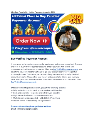 USA Best Place to Buy Verified Payoneer Account in 2025