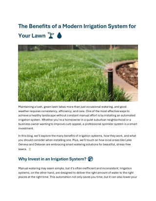 The Benefits of a Modern Irrigation System for Your Lawn