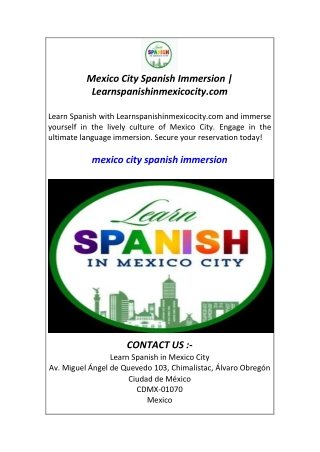 Mexico City Spanish Immersion  Learnspanishinmexicocity.com