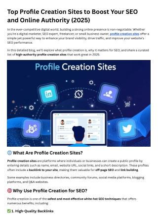 Profile Creation Sites