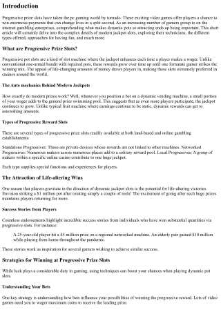 Checking out the World of Progressive Reward Slot Machines