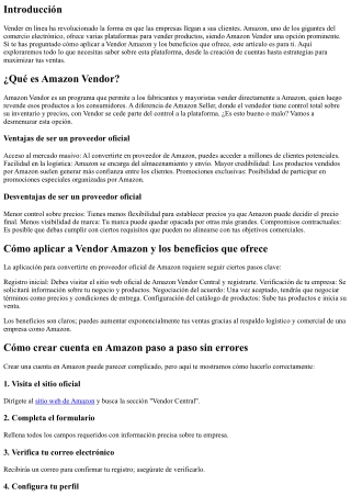 Cómo aplicar a Vendor Amazon y los beneficios que ofrece