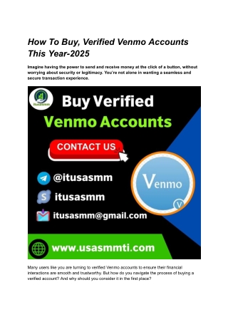 How To Buy, Verified Venmo Accounts This Year-2025