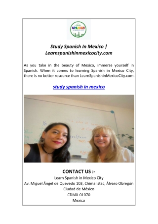 Study Spanish In Mexico  Learnspanishinmexicocity.com