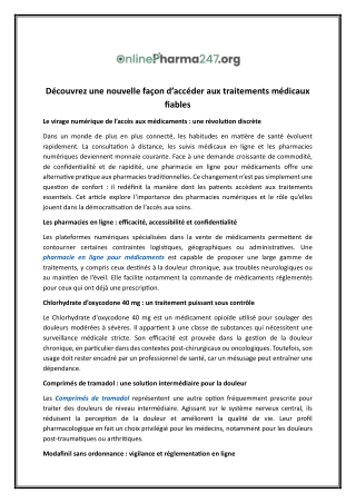 Chlorhydrate d'oxycodone 40 mg | Onlinepharma247.org