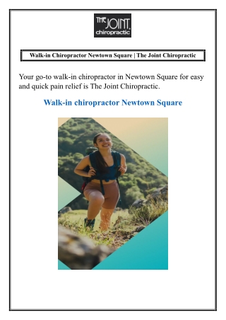 Walk-in Chiropractor Newtown Square | The Joint Chiropractic