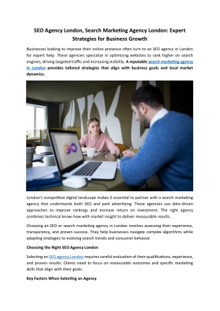 SEO Agency London, Search Marketing Agency London Expert Strategies for Business Growth