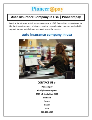 Auto Insurance Company In Usa  Pioneerepay