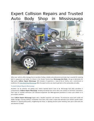 Expert Collision Repairs and Trusted Auto Body Shop in Mississauga
