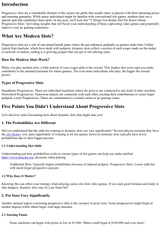 Five Points You Really Did Not Find Out About Progressive Slots