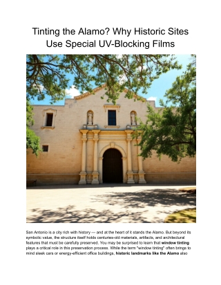 Tinting the Alamo Why Historic Sites Use Special UV-Blocking Films