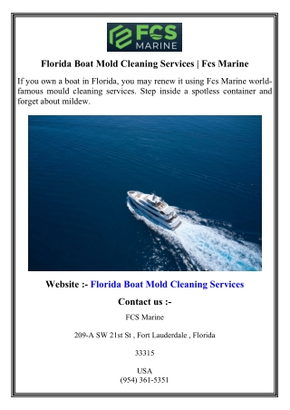 Florida Boat Mold Cleaning Services   Fcs Marine