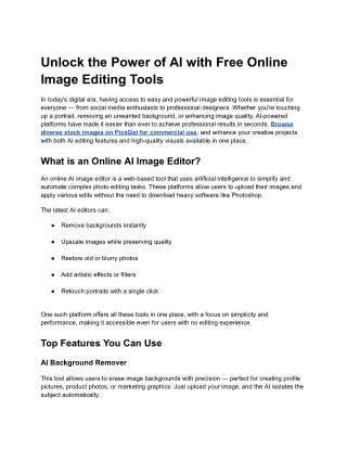 Unlock the Power of AI with Free Online Image Editing Tools