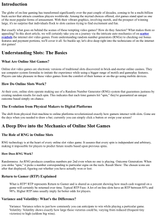 A Deep Dive into the Mechanics of Online Slot Gamings