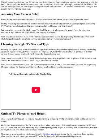 Remodeling for Better TV Viewing Angles
