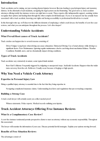 Truck Crash Lawyer Offering Free Situation Reviews: Know Your Choices