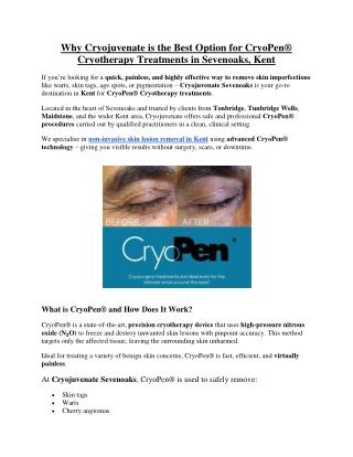 Why Cryojuvenate is the Best Option for CryoPen