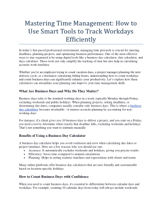 Mastering Time Management