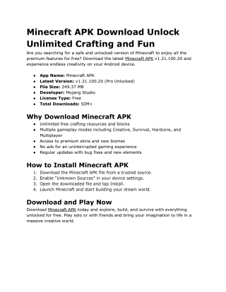 Minecraft APK Download