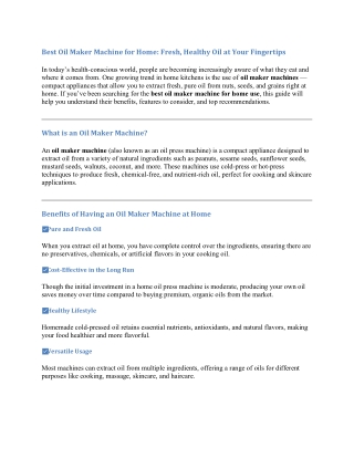 Best Oil Maker Machine for Home: Fresh, Healthy Oil at Your Fingertips