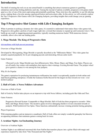 Leading 5 Progressive Slot Games with Life-altering Jackpots