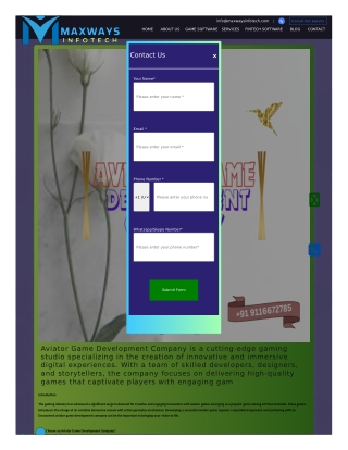 Aviator Game development Company