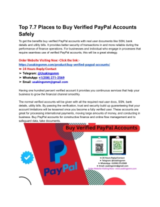 Top 7.7 Places to Buy Verified PayPal Accounts Safely