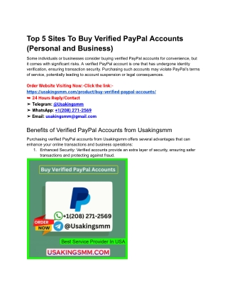 Top 5 Sites To Buy Verified PayPal Accounts (Personal and Business)