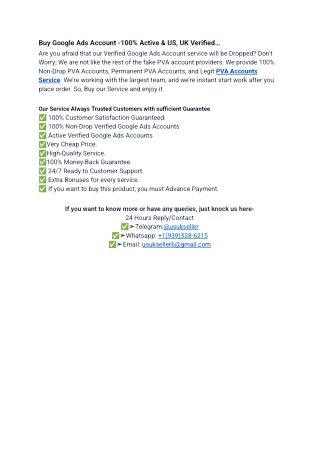 Buy Google Ads Account -100% Active & US, UK Verified…