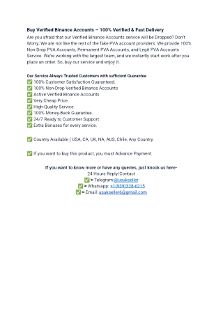 Buy Verified Binance Accounts – 100% Verified