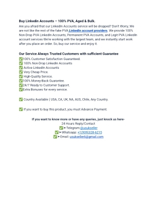 Buy Linkedin Accounts – 100% PVA, Aged & Bulk.