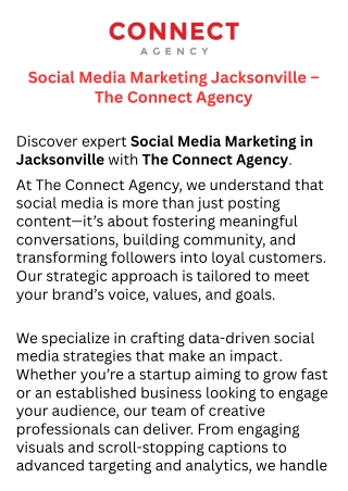 Social Media Marketing Jacksonville – The Connect Agency
