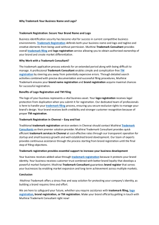 Why Trademark Your Business Name and Logo