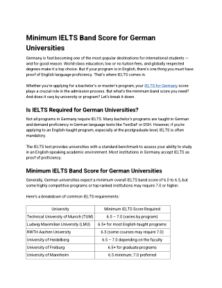 Minimum IELTS Band Score for German Universities