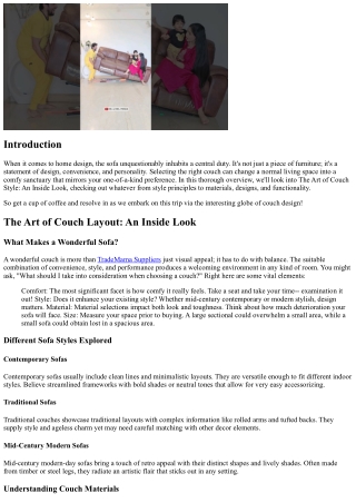 The Art of Couch Style: An Inside Appearance