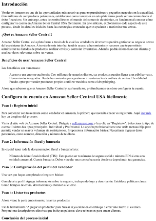 Configura tu cuenta en Amazon Seller Central USA fácilmente
