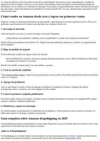 Guía práctica para vender por Amazon desde Perú: ¡comienza hoy!