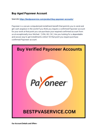 Buy Aged Payoneer Account
