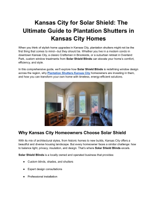 Kansas City for Solar Shield_ The Ultimate Guide to Plantation Shutters in Kansas City Homes