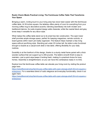 Rustic Charm Meets Practical Living_ The Farmhouse Coffee Table That Transforms Your Space