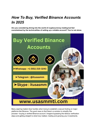 How To Buy, Verified Binance Accounts In 2025
