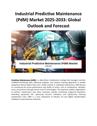 Industrial Predictive Maintenance (PdM) Market 2025-2033