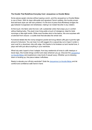 The Hoodie That Redefines Everyday Cool_ Jacquemus Le Hoodie Melao