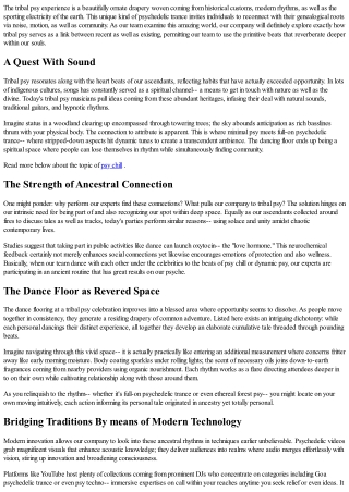 The Tribal Psy Encounter: Associating With Ancestral Rhythms