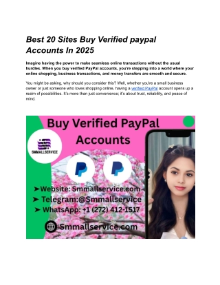 Best 20 Sites Buy Verified paypal Accounts In 2025