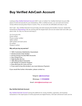 Buy Verified AdvCash Account